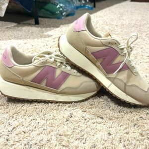 Pink & Tan New Balance Shoes